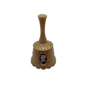 Vintage Westmoreland Art Glass Cameo Bell Hand Painted Opaque Tan Beige